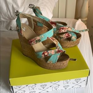 Super cute extra high floral wedges